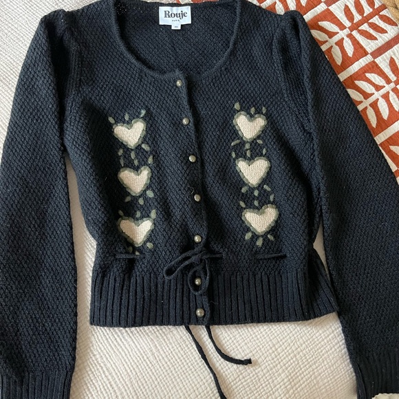 Rouje Sweaters - Rouje Black and Cream Heart Sweater